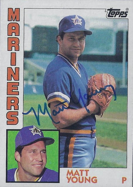 1984 Topps - Matt Young #235 (Pitcher) - Autographed Baseball Card (Seattle Mariners)