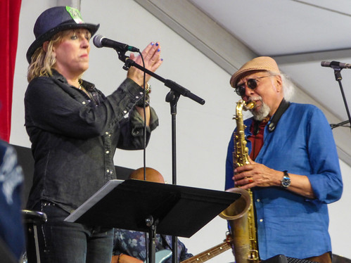 Lucinda Williams and Charles Lloyd  on Day 2 of Jazz Fest - 4.28.18. Photo by Olivia Greene.