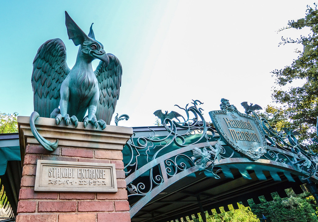 Haunted Mansion bird and entrance TDL