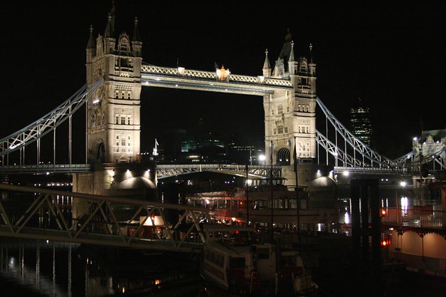 Tower Bridge and Riverboats at night