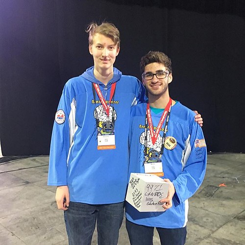 Congratulations to Mark and August’s team, The Brainstormers, who became FTC World Champions in the finals at Ford Field in Detroit this weekend! For those who don’t know it, the First Tech Challenge is a head to head robotics competition. Mark and August