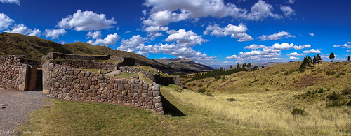 travel peru andes landscape nature mountains sky cloud cusco pukapukara ruins architecture building tree grass field
