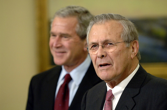 Public Domain: Rumsfeld Resignation by James Bowman, U.S. Air Force (DOD Photo 061108-F-5586B-158)